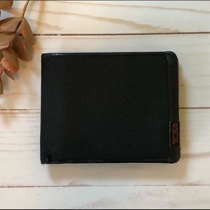 TUMI Wallet ~ Black Trifold ~ Leather Slots Inside